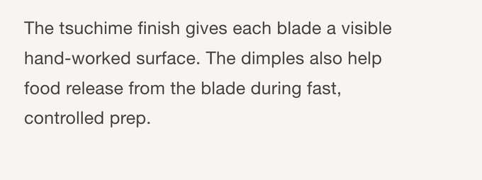 The tsuchime finish helps food release