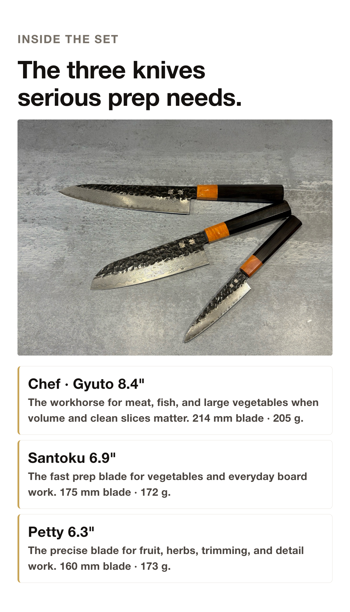 Inside the set: the three knives