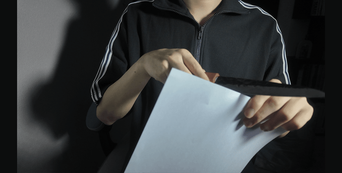 A thin edge shown on paper